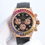 Rolex Rainbow Daytona 40mm Dandong 7750 Movement Waterproof 100m Men Black Oysterflex Watch